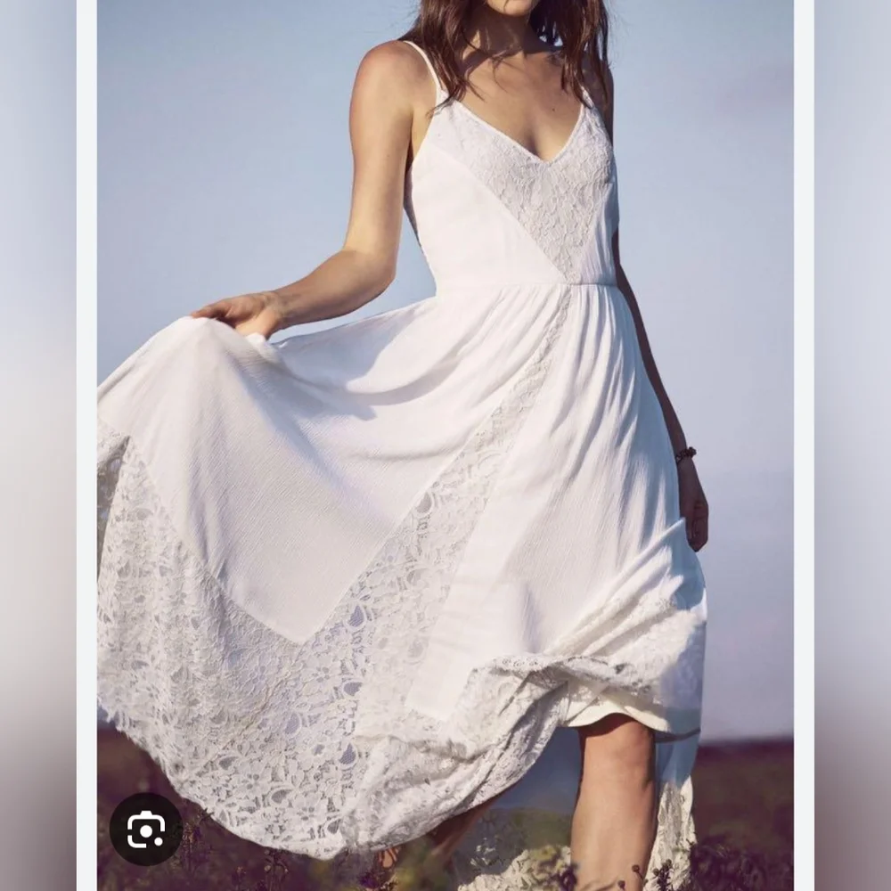 Abercrombie And Fitch White Lace Gauzy Maxi Dress Party Casual Bride Size Medium